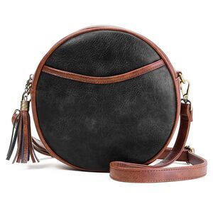 9633 Crossbody Bag Circle Purse Small Vegan Leather Cross body Shoulder Bag
